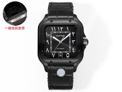 까르띠에 시계 39.8mm 사파이어 글라스 스틸밴드 가죽스트랩 레플리카 42808 Cartier