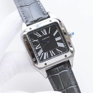 까르띠에 산토스 뒤몽 39.5mm 10.8mm 8215 오토매틱 무브먼트 사파이어 글라스 스틸밴드 가죽스트랩 레플리카 42924 Cartier