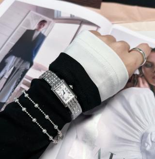 까르띠에 탱크 쿼츠 무브먼트 다이아 사파이어 글라스 스틸밴드 가죽스트랩 레플리카 42929 Cartier