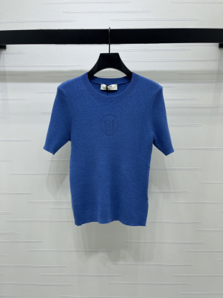 펜디 여성 2026SS 체크 슬림핏 반팔 니트 레플리카 45087 Fendi Women T Shirt