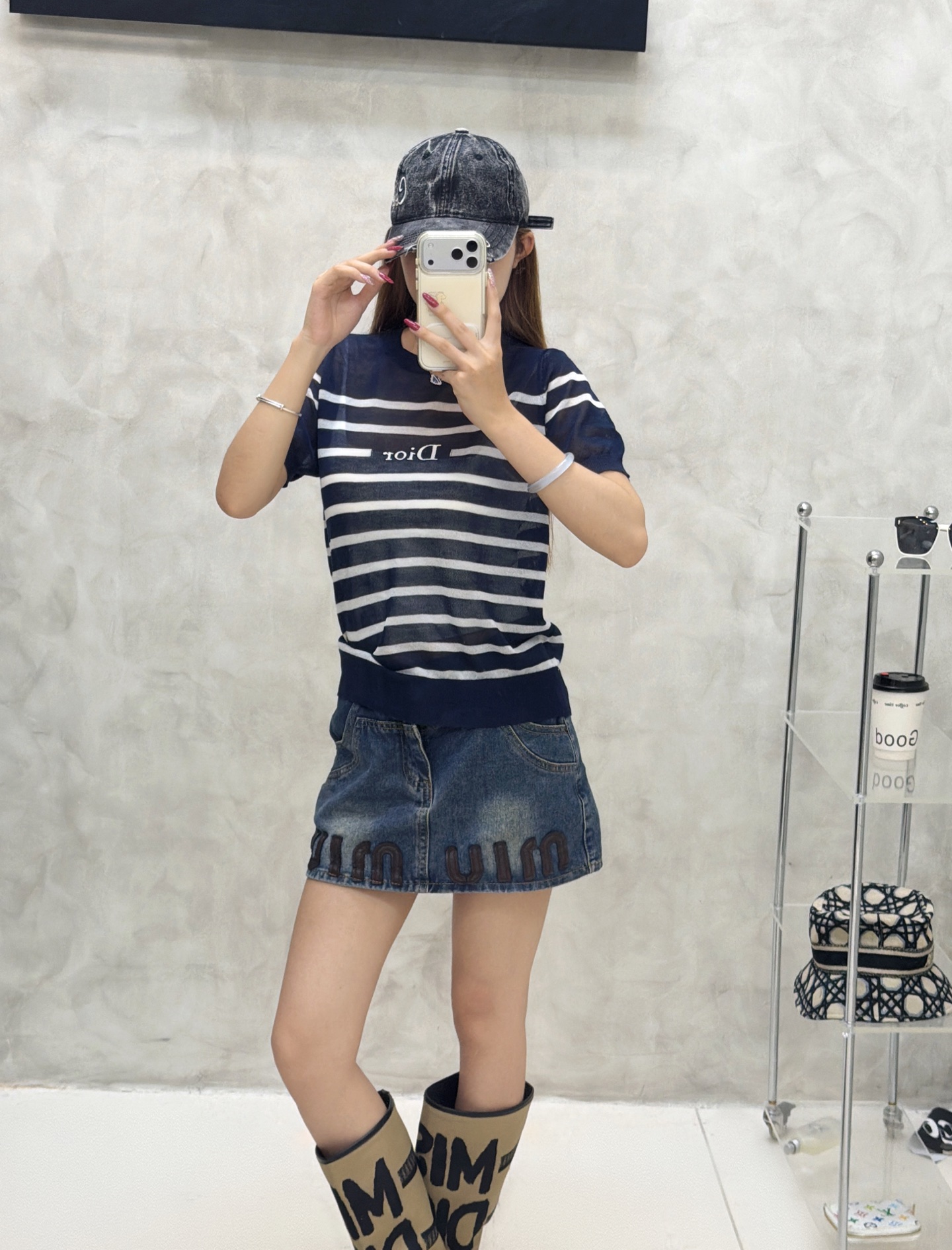 디올 여성 2026SS 스트라이프 크루넥 반팔 니트 레플리카 45184 Dior Women T Shirt