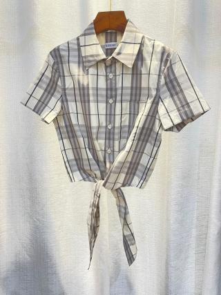 버버리 여성 체크 크롭 슬림핏 코튼 반팔 셔츠 레플리카 45256 Burberry Women T Shirt