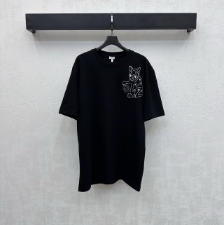 로에베 여성 2026SS 자수 오버핏 크루넥 코튼 반팔 티셔츠 레플리카 45517 Loewe Women T Shirt