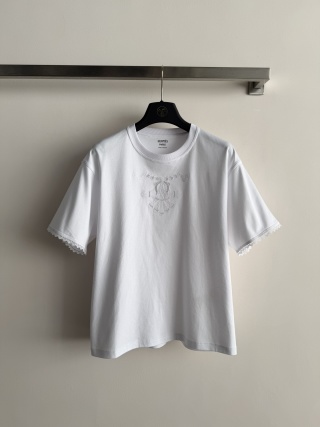 에르메스 여성 2026SS 자수 코튼 반팔 티셔츠 레플리카 45604 Hermes Women T Shirt
