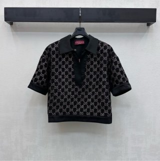 구찌 여성 2026SS GG 코튼 카라 반팔 티셔츠 레플리카 45655 Gucci Women T Shirt