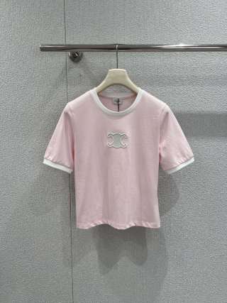 셀린느 여성 2026SS 자수 크롭 오버핏 슬림핏 반팔 티셔츠 레플리카 45734 Celine Women T Shirt