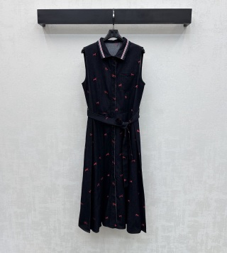 톰브라운 여성 블루 데님 자수 로고 스트라이프 벨트 폴로 카라 원피스 레플리카 45906 Thom Browne Women Dress