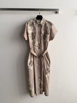 브루넬로 쿠치넬리 여성 2026SS 베이지 프린트 반팔 셔츠 원피스 레플리카 45964 Brunello Cucinelli Women Dress