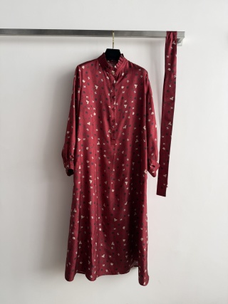 막스마라 여성 2026SS 실크 프린트 벨트 슬림핏 원피스 레플리카 46021 Max Mara Women Dress