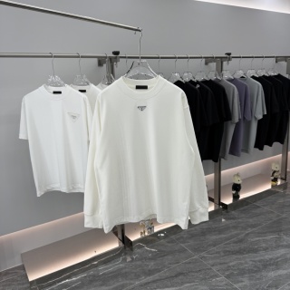 프라다 명품 로고 라운드넥 오버핏 블랙 긴팔 셔츠 여성의류 레플리카 46261 Prada Women Long Sleeve