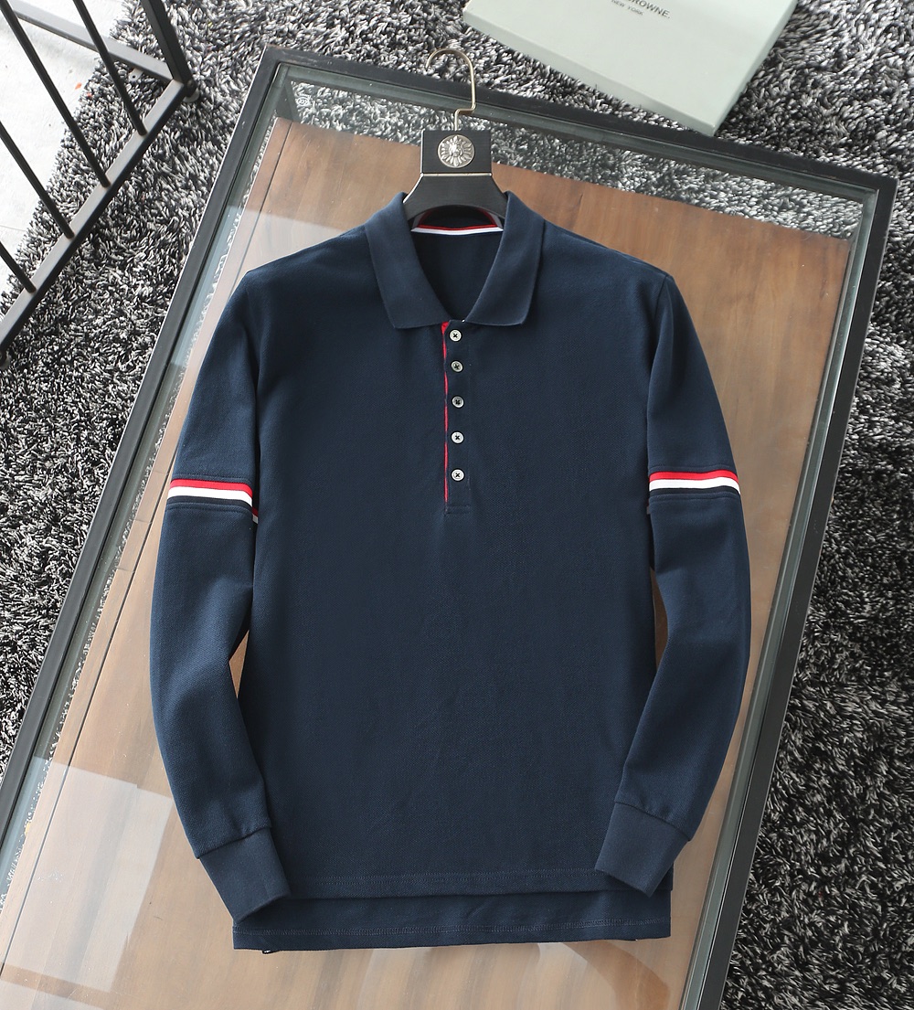 톰브라운 블루 화이트 그레이 남성 폴로셔츠 레플리카 46294 Thom Browne Long Sleeve