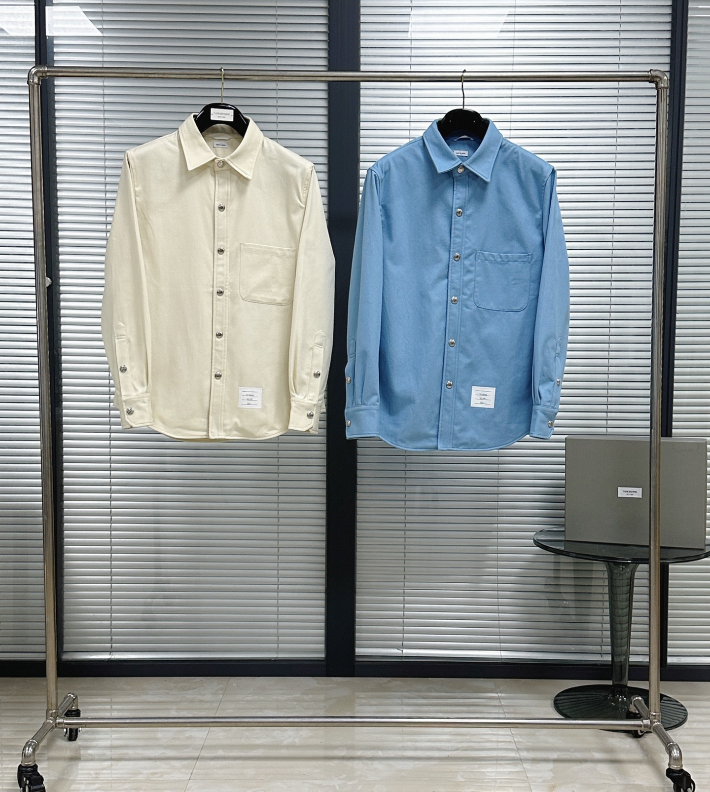 톰브라운 워싱 데님 블루 브라운 남성 자켓 레플리카 46667 Thom Browne Long Sleeve