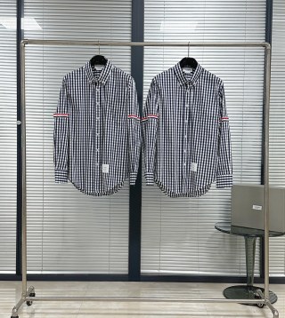 톰브라운 오버핏 체크 네이비 블루 남성 의류 레플리카 46690 Thom Browne Long Sleeve