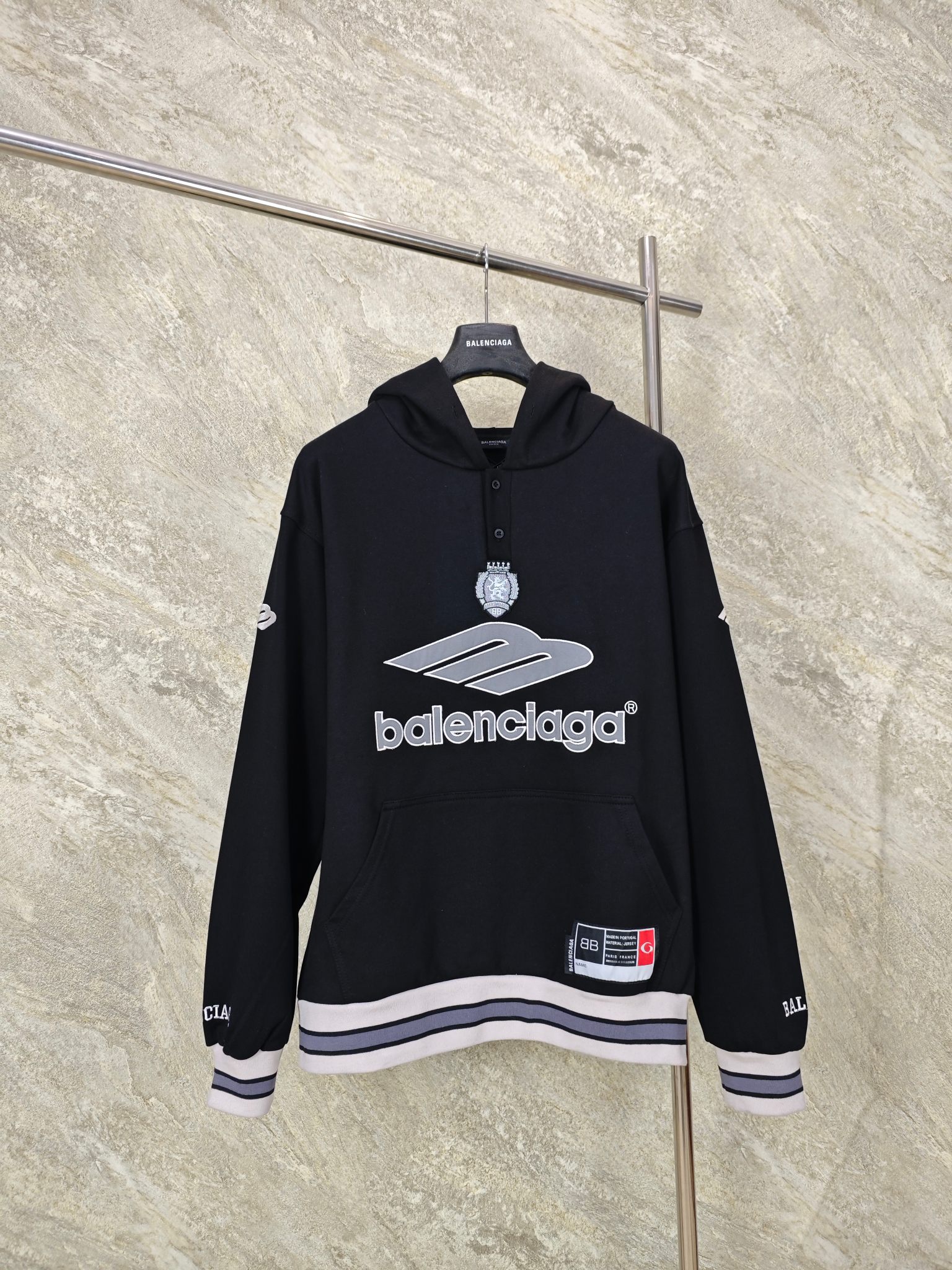 발렌시아가 2026 SS 자수 리브 남성 후드 레플리카 46976 Balenciaga Hoodie