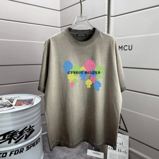 크롬하츠 워시드 가공 유니섹스 크루넥 반팔 티셔츠 53355