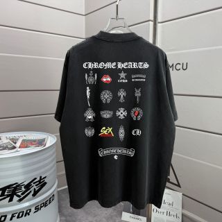 크롬하츠 워시 가공 데미지 크루넥 반팔 티셔츠 53364