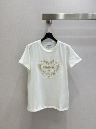 샤넬 여성 2025FW 로고 자수 까멜리아 반팔 티셔츠 레플리카 5813 Chanel Women T Shirt