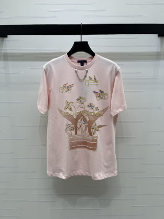 루이비통 여성 프린트 플라워 데님 반팔 티셔츠 레플리카 5850 Louis Vuitton Women T Shirt