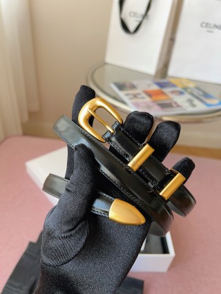 셀린느 블랙 가죽 벨트 58766