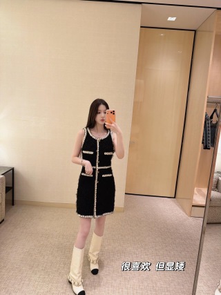 샤넬 여성 블랙 트위드 로고 원피스 레플리카 6226 Chanel Women Dress