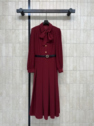 구찌 여성 2026SS 블랙 레드 플리츠 원피스 레플리카 6282 Gucci Women Dress