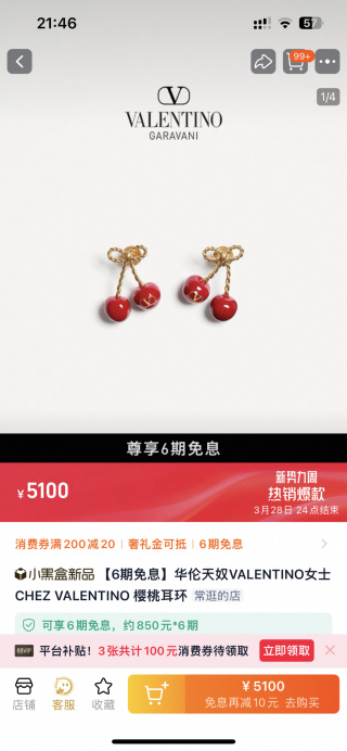 발렌티노 귀걸이 63520 Valentino Earrings