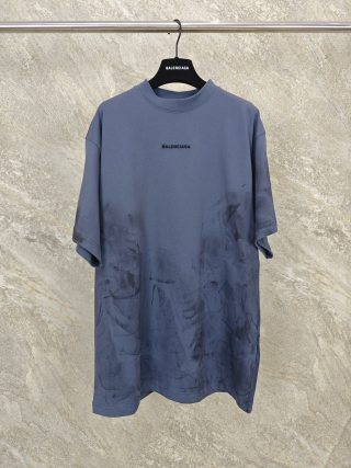 발렌시아가 2025SS 로고 자수 코튼 반팔 티셔츠 715 Balenciaga T Shirt