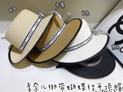 샤넬 나비넥타이 밀짚 모자 82166