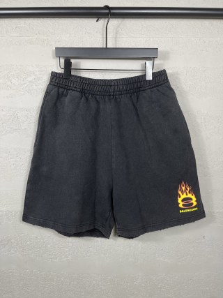발렌시아가 파리 불꽃 로고 워싱 남성 반바지 88700