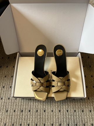생로랑 직조 스트랩 스퀘어토 하이힐 96293
