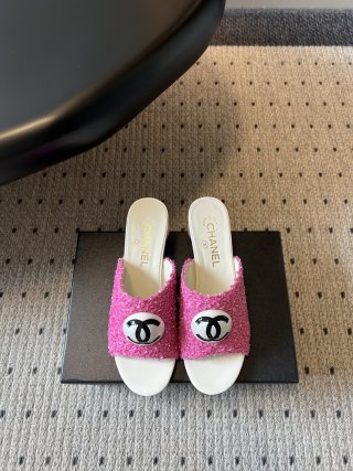 샤넬 더블 C 진주 장식 베이지 힐 샌들 99597