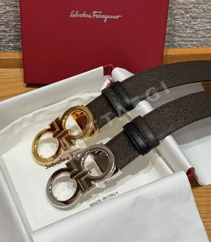 페레가모 간치니 양면 가죽 벨트 177050
