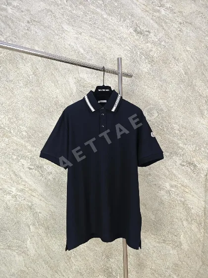 몽클레르 스트라이프 레터 로고 남성 반팔 티셔츠 158093