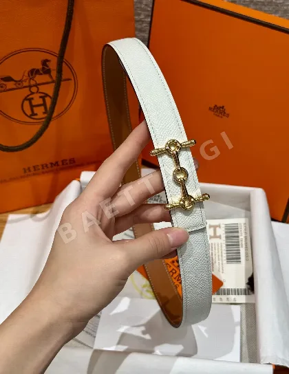 에르메스 팔라듐 도금 H자 버클 양면 가죽 벨트 175285