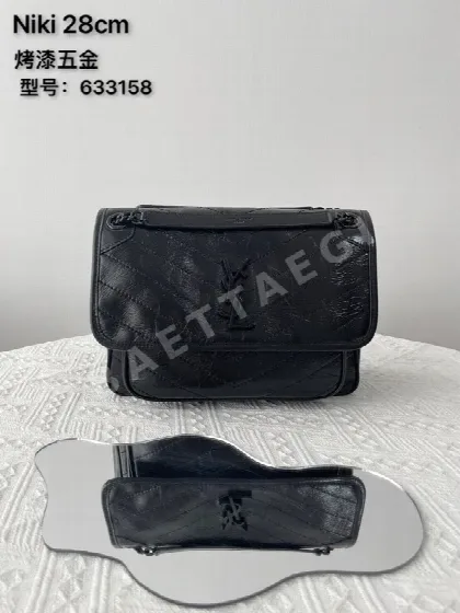 생로랑 니키 블랙 페인트 체인 숄더백 28CM633158