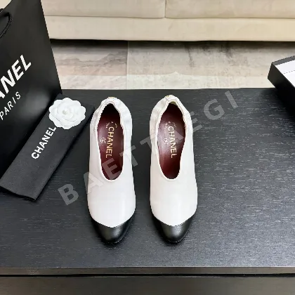 샤넬 컬러블록 라운드토 와인글라스 메리제인 슈즈 98632