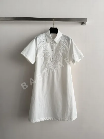 몽클레르 여성 린넨 카라 반팔 셔츠 원피스 52266