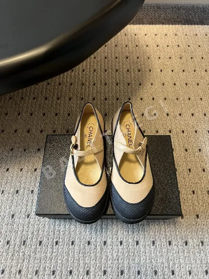 샤넬 캔버스 컬러 블록 메리제인 슈즈 95317