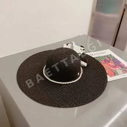 샤넬 리본 밀짚 모자 82085