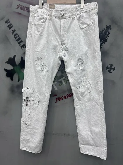 빈티지 화이트 레더 남성 바지 162490