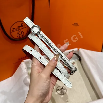 에르메스 팔라듐 도금 메탈 체인 잠금 가죽 벨트 175201