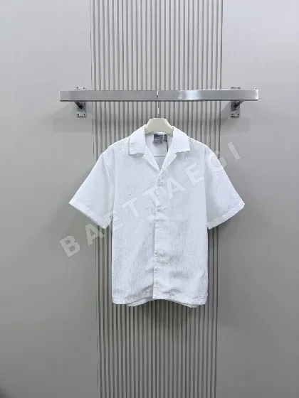 디올 오블리크 프린트 남성 면 실크 반팔 티셔츠