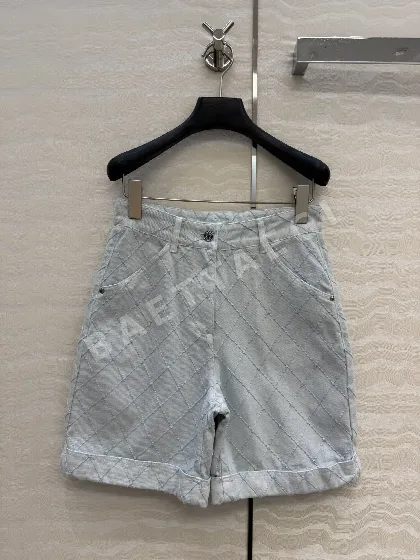 샤넬 자수 다이아몬드 패턴 데님 여성 바지 136815