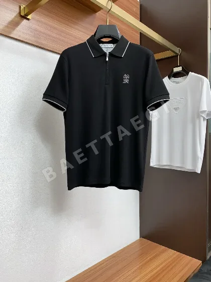 브루넬로쿠치넬리 미니멀 피케 코튼 반팔 폴로셔츠 148613