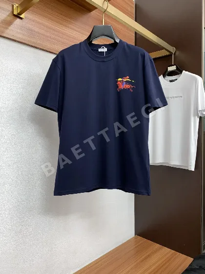 버버리 자수 코튼 라운드넥 반팔 티셔츠 남성 2123