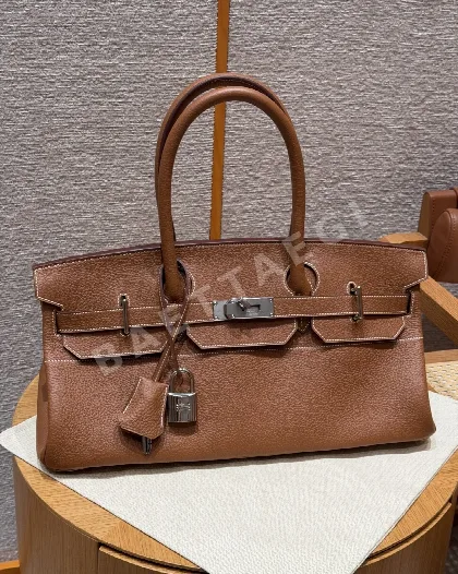 에르메스 숄더 버킨 가방 42 cm 골든 브라운 실버 장식 144856