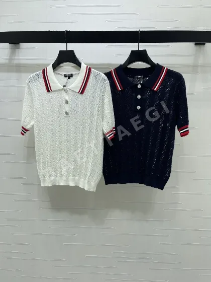 샤넬 시스루 카라 린넨 반팔 탑 103601