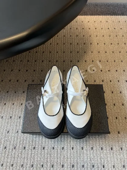 샤넬 캔버스 컬러블록 메리제인 슈즈 95314