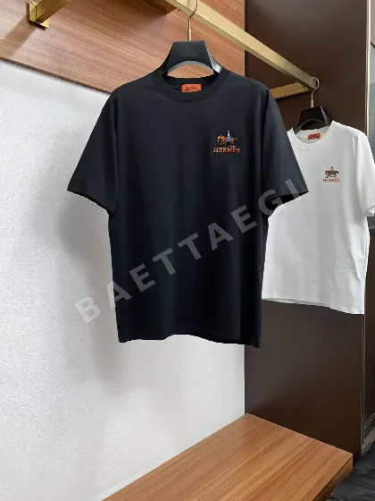 에르메스 로고 크루넥 코튼 반팔 티셔츠 156510