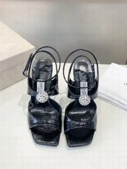 지미추 스퀘어토 비즈 장식 하이힐 샌들 8102